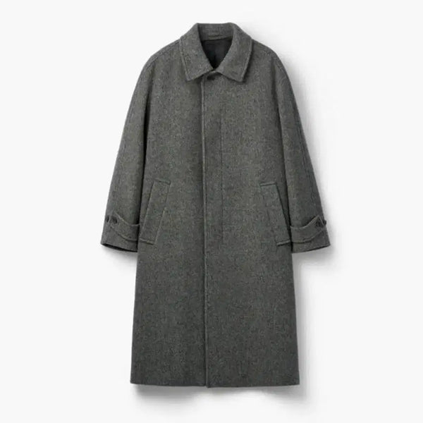 [BUNJANG] Epigram Pattern Balmacaan Coat Grey M / 에피그램 패턴 발마칸코트