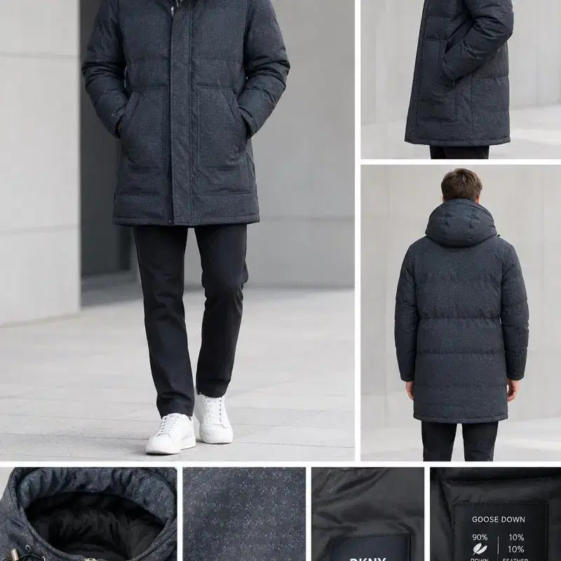 [BUNJANG] DKNY Navy Herringbone Goose Down Padding Jacket (Size S) / DKNY 네이비 헤링본 구스다운 패딩 S