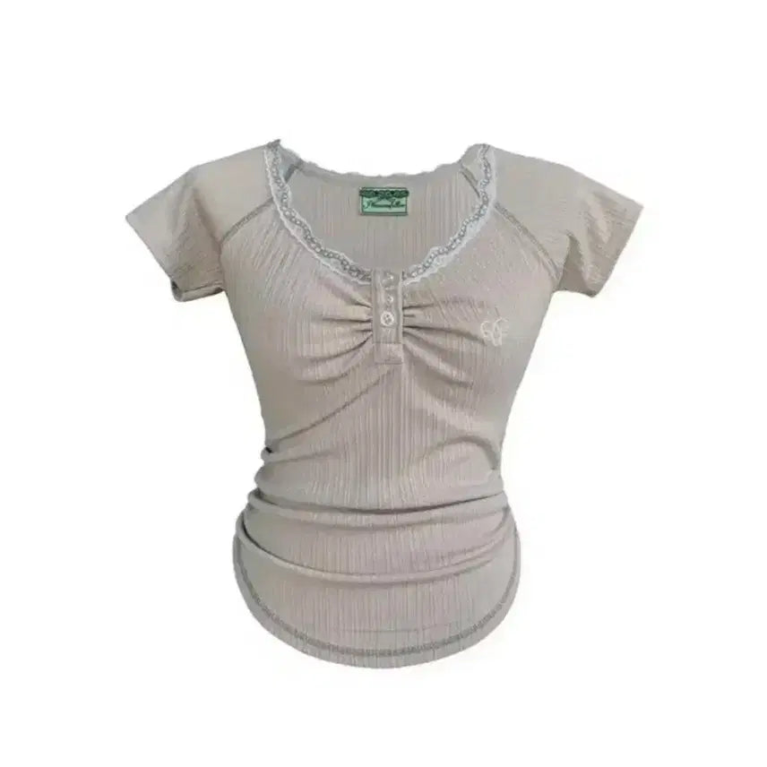 [BUNJANG] Please No Follow Dana Button Top Beige / 플리즈노팔로우 다나 버튼 탑 베이지