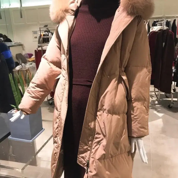 [BUNJANG] JUKE Down Long Padding 55 Size Brown / 주크 거위털 롱패딩 55사이즈