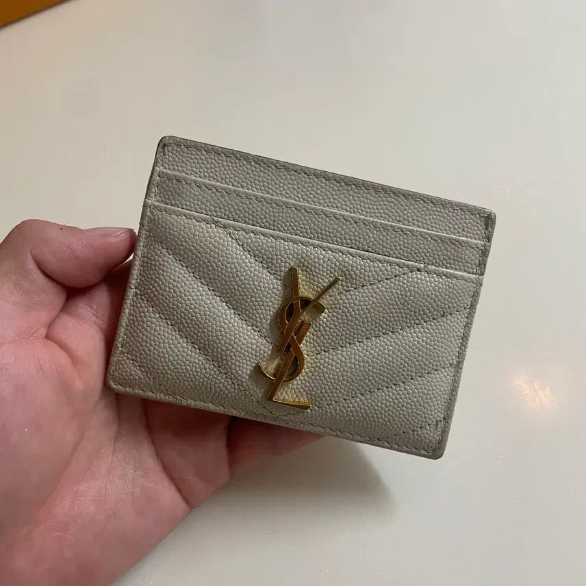 [BUNJANG] Saint Laurent Card Holder Beige / 생로랑 카드지갑 베이지