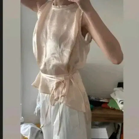 [BUNJANG] Ribbon Light Tipi Blouse Peach / 리본빛 티피 블라우스 피치