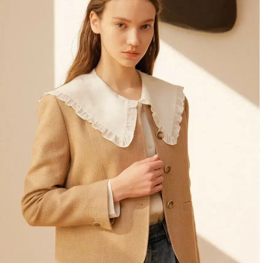 [BUNJANG] ON&ON 21SS Collarless Slim Jacket Beige Size 55 / 온앤온 노카라 슬림 자켓 21SS