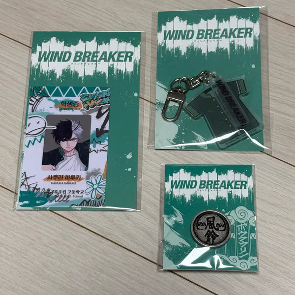 [BUNJANG] ZEROBASEONE Wind Breaker Sakura Student ID, Keyring, Button Badge Bundle Set / 윈브레/윈드브레이커 사쿠라 학생증,키링,단추뱃지 판매합니다. (일괄)