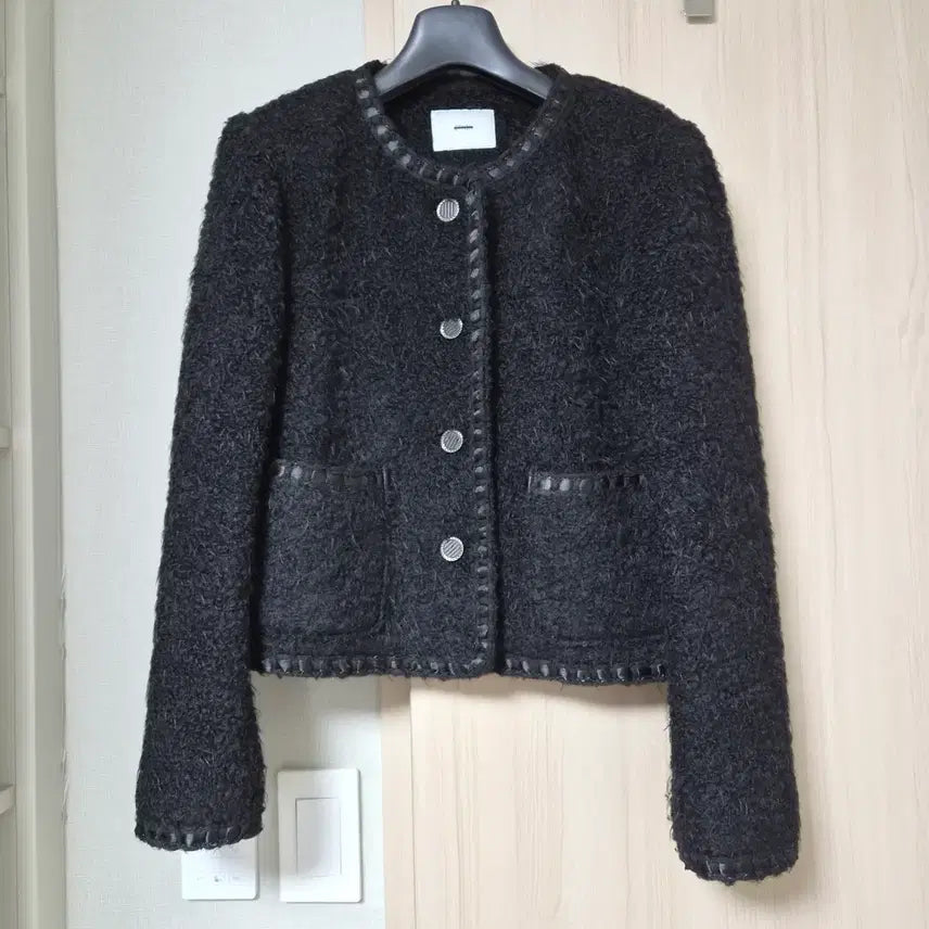 [BUNJANG] Etmon Tweed Fur Jacket Black / [새상품] 에트몽 트위드 자켓