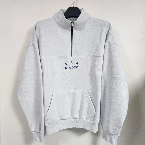 [BUNJANG] IAB STUDIO Half Zip Pullover Light Grey XL / 아이앱 스튜디오 하프 집 풀오버 라이트 그레이 XL