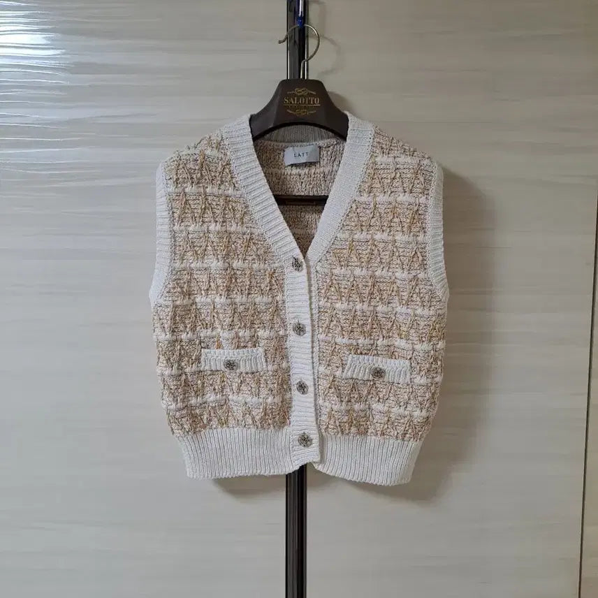 [BUNJANG] System LATT Tweed Pattern Knit Vest / 한섬 LATT 트위드 패턴 니트 조끼