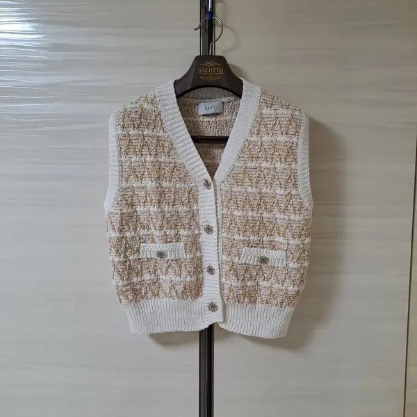 [BUNJANG] System LATT Tweed Pattern Knit Vest / 한섬 LATT 트위드 패턴 니트 조끼