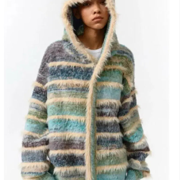 [BUNJANG] CONP Gradient Stripe Hooded Knit Jacket / CONP Gradient Stripe Hooded Knit Jacket