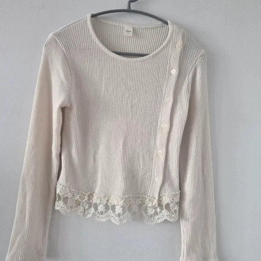 [BUNJANG] Lace Knit Cardigan - Ivory / 레이스 니트 가디건 아이보리
