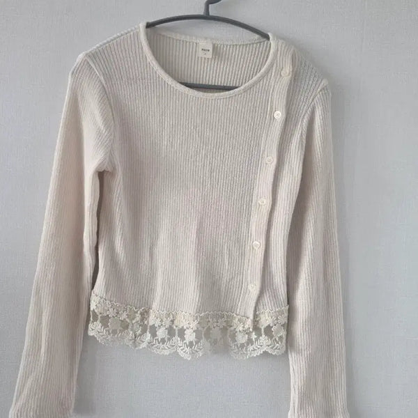 [BUNJANG] Lace Knit Cardigan - Ivory / 레이스 니트 가디건 아이보리