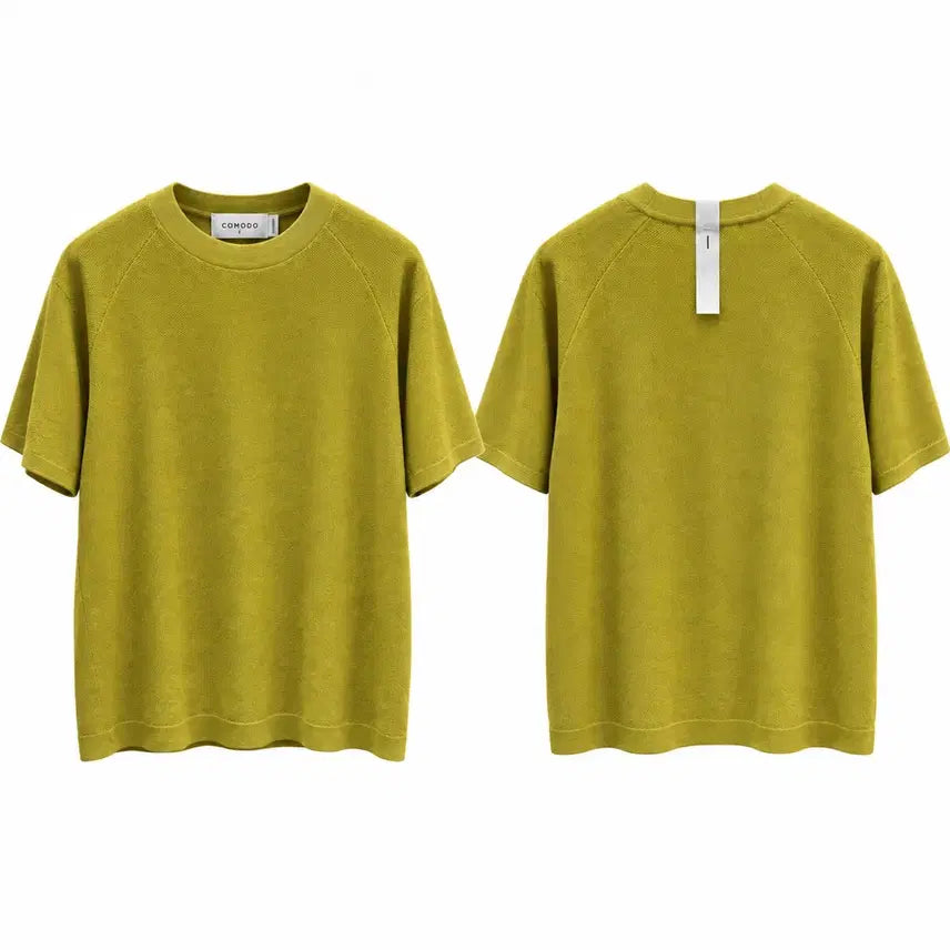 [BUNJANG] COMODO Short-Sleeve Knit Mustard / COMODO 코모도 반팔 니트 새상품 블랙 139,000>49,000