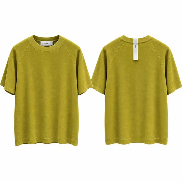 [BUNJANG] COMODO Short-Sleeve Knit Mustard / COMODO 코모도 반팔 니트 새상품 블랙 139,000>49,000