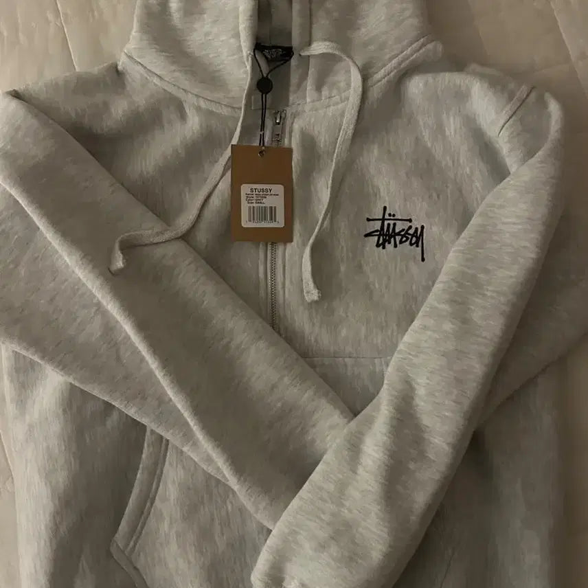 [BUNJANG] Stüssy Basic Stüssy Hooded Zip-Up Ash Heather S / 스투시 베이직 스투시 후드 집업 애쉬 헤더 S (새상품)
