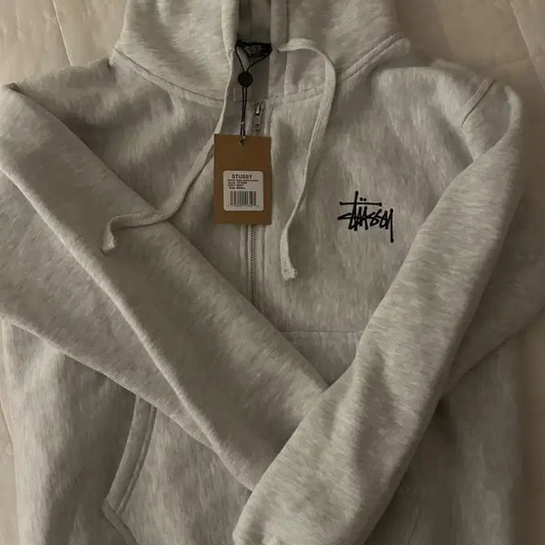 [BUNJANG] Stüssy Basic Stüssy Hooded Zip-Up Ash Heather S / 스투시 베이직 스투시 후드 집업 애쉬 헤더 S (새상품)