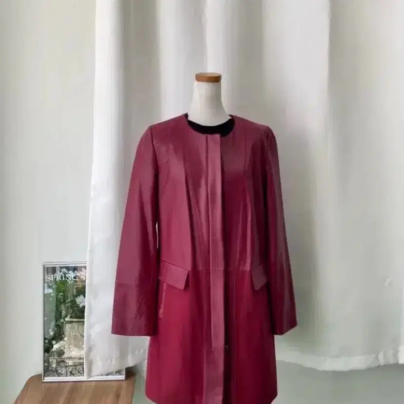 [BUNJANG] WEILL Lambskin Leather Wine Color Jacket / WEILL 양가죽 와인색 자켓