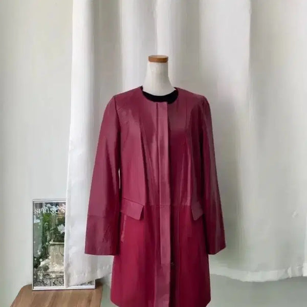 [BUNJANG] WEILL Lambskin Leather Wine Color Jacket / WEILL 양가죽 와인색 자켓