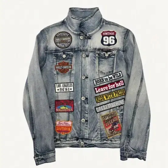 [BUNJANG] Harley-Davidson Patch Vintage Denim Jacket L / 할리데이비슨 패치 데님 빈티지 자켓 L