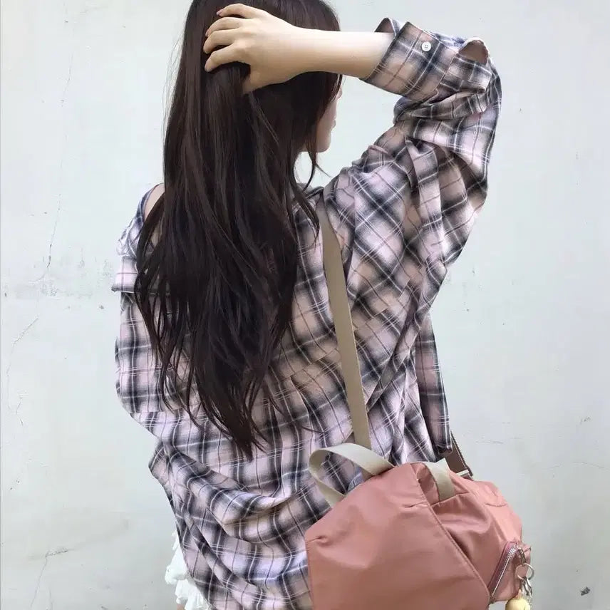[BUNJANG] Headment Peach Check Overshirt / 헤더먼트 피치 오버 체크 셔츠