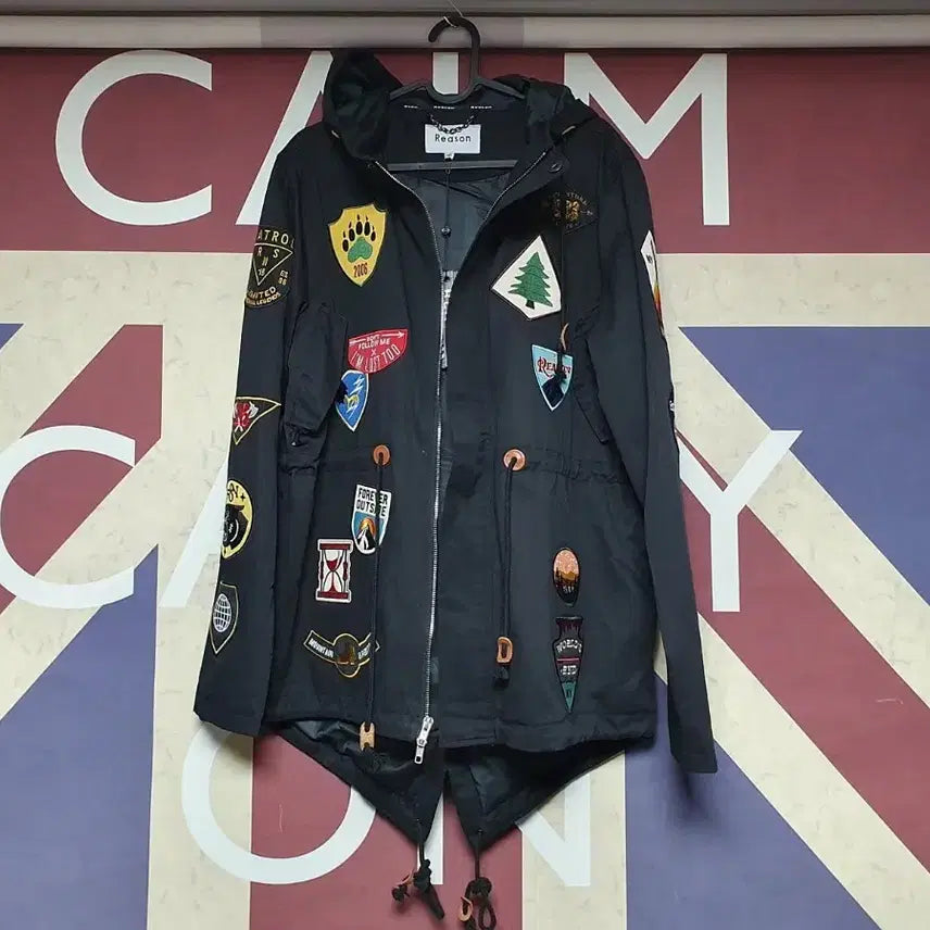 [BUNJANG] Hatson Patch Detail Field Jacket M (95) Black / 햇츠온 와펜 장식 야상 점퍼 자켓 M 95 사이즈 블랙