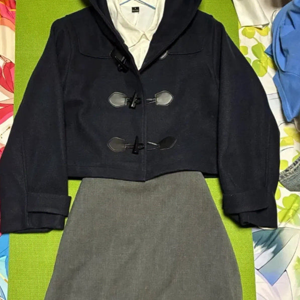 [BUNJANG] Cropped Duffle Short Coat / 택포 떡볶이 크롭 숏 코트 더플 귀여운 코디템 아우터 교복 코디템