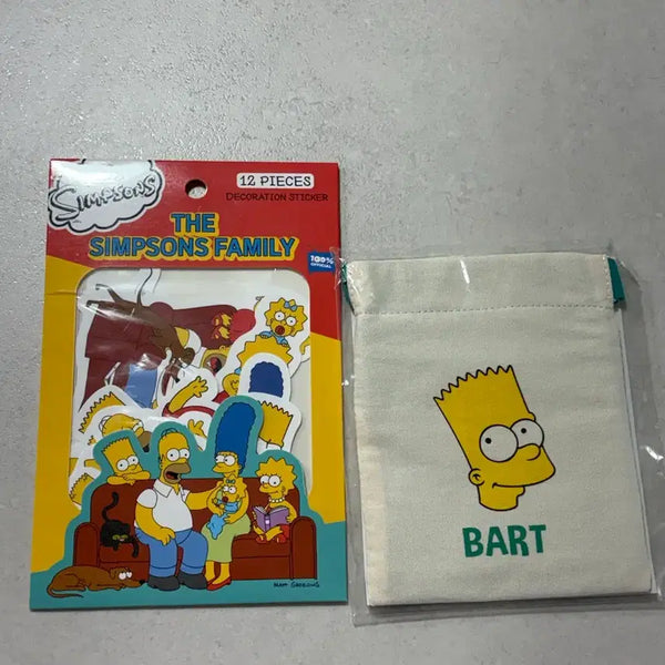 [BUNJANG] Simpsons Die-Cut Sticker Set & Pouch Bundle / 심슨 조각 스티커, 파우치 일괄 판매