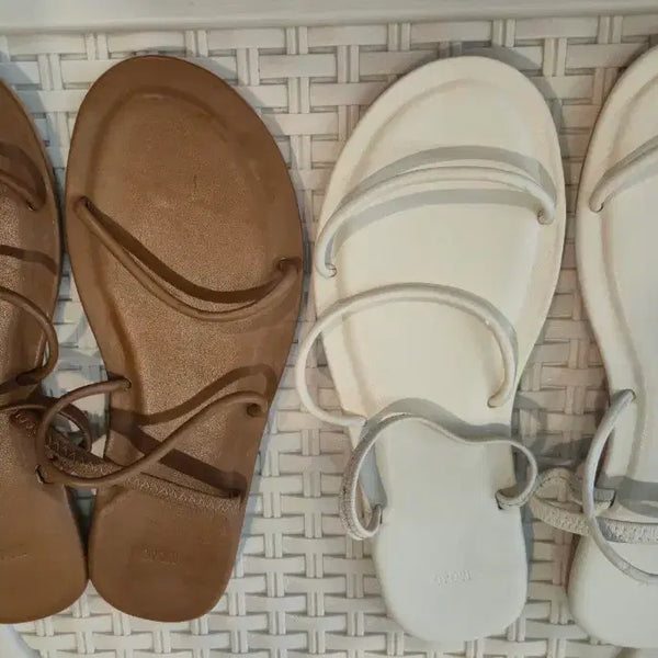 [BUNJANG] Strap Sandals Brown/White - 2 Colors / 스트랩 샌들 브라운/화이트 2종