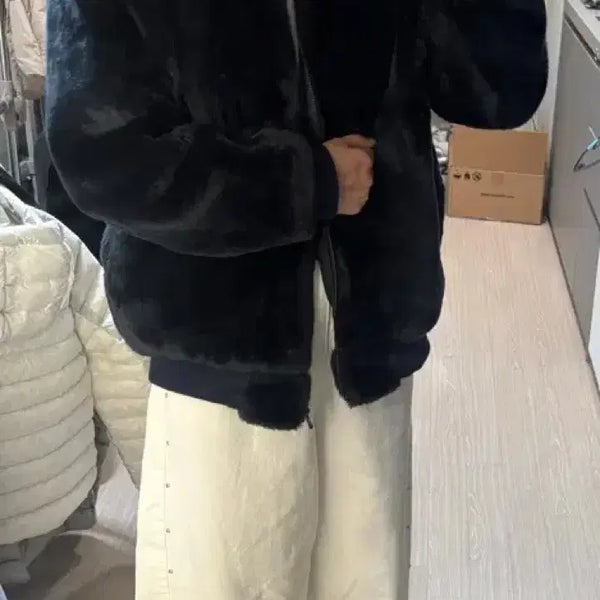 [BUNJANG] Azure Faux Fur Jacket - Navy / 아주르 퍼자켓 네이비