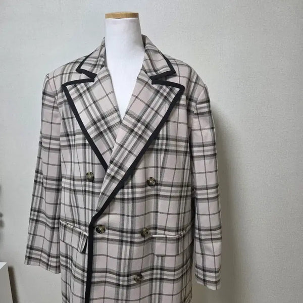 [BUNJANG] Double-Button Checked Jacket / 체크 더블 버튼 재킷