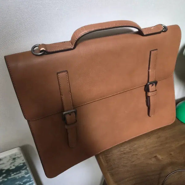 [BUNJANG] Classic Brown Leather Briefcase - New / 브라운 색상 서류 가방 클래식 새상품