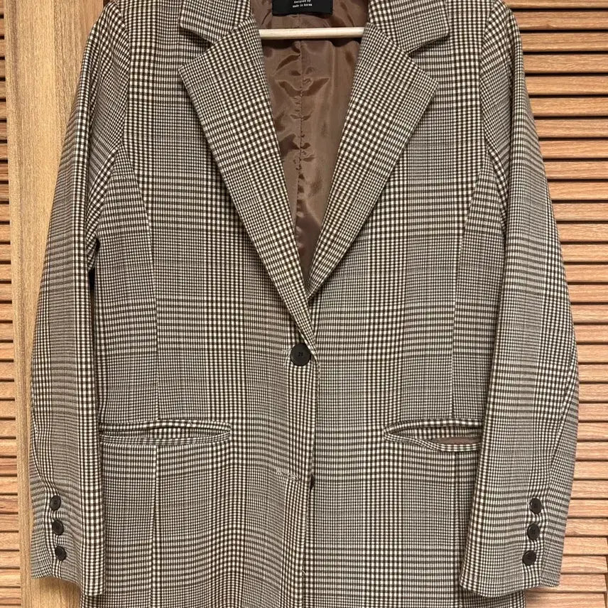 [BUNJANG] Check Pattern Single Jacket - Brown / 체크 패턴 싱글 자켓 브라운