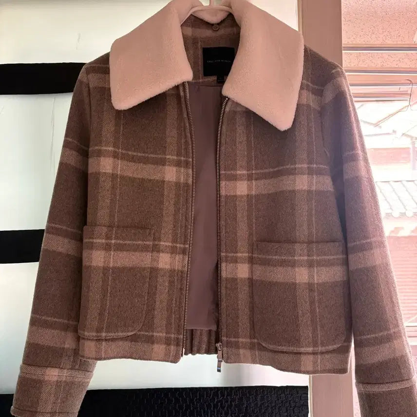 [BUNJANG] SPAO Check Pattern Jacket with Fur Trim / 여성 자켓