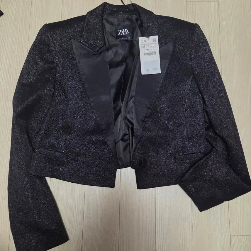 [BUNJANG] Zara Black Pearl Cropped Jacket (M) / 자라 블랙 펄감 크롭 재킷 M 새상품 싸게넘김
