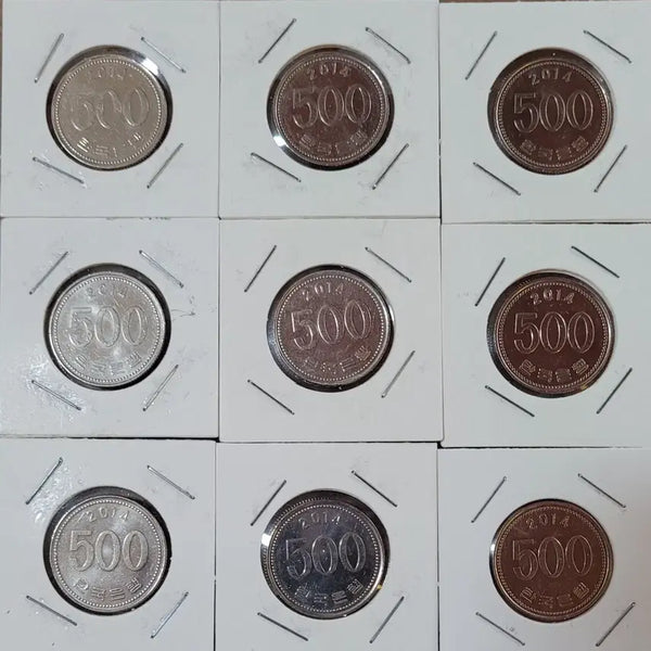[BUNJANG] 2014 500 Won Coin Bundle (9 Coins) / 동전 사용제 2014년 500원  9개