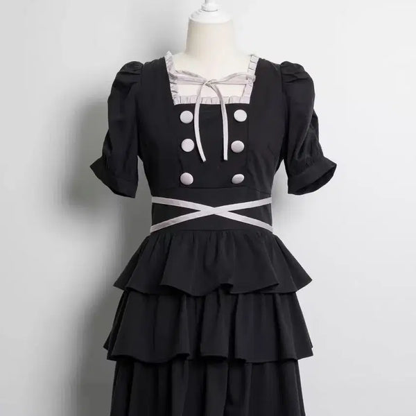 [BUNJANG] Pium Cross Belted Tiered Dress / 교환ㅇ)피움 pium 크로스 벨티드 티어드 원피스 스나계 걸리 셋업 양산형 지뢰계 교판 그레일 에블린