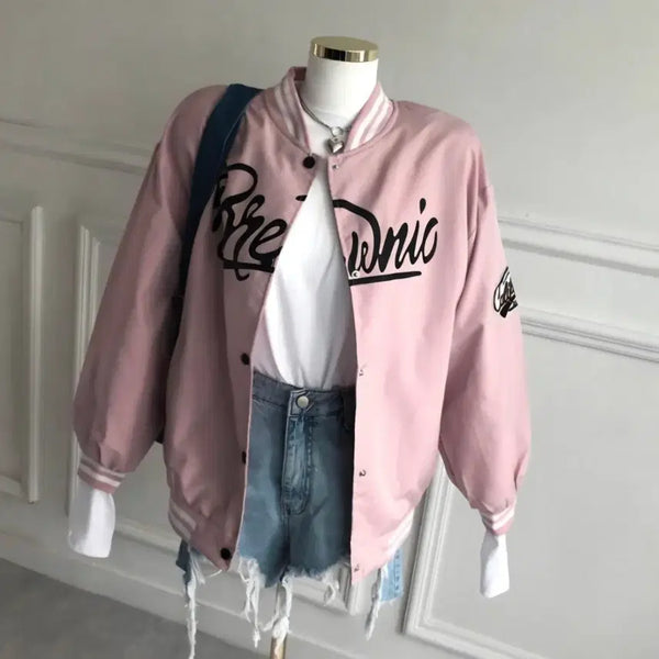 [BUNJANG] Pink Oversized Baseball Jacket (New) / (새제품)핑크 오버핏 야구 점퍼