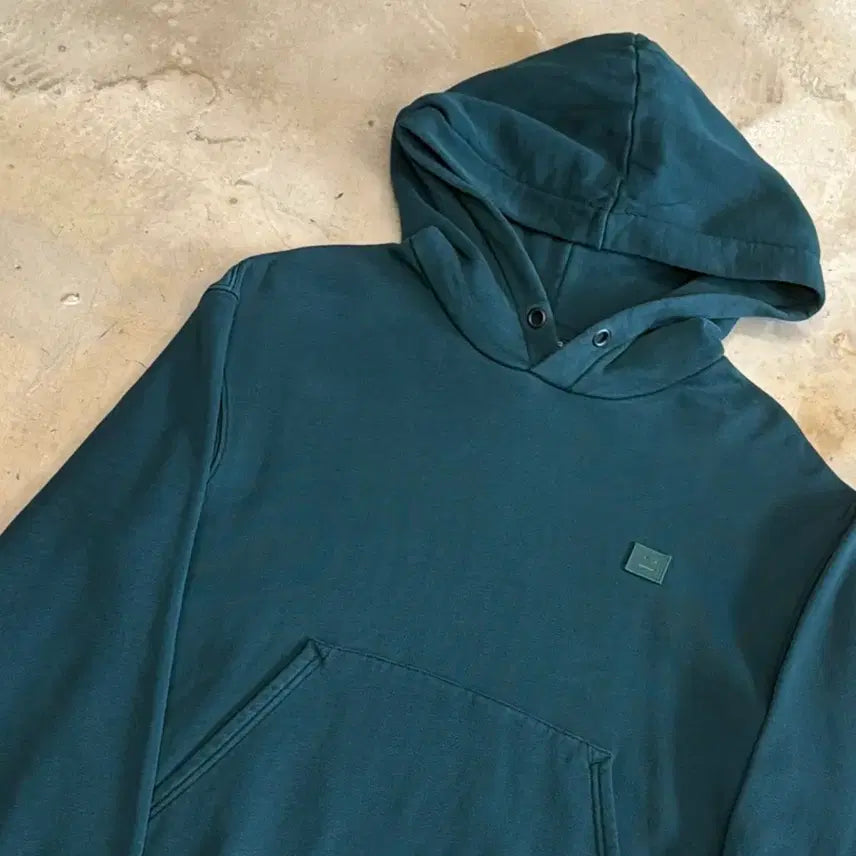 [BUNJANG] Acne Studios Teal Square Patch Logo Hoodie / M 아크네스튜디오 사각 패치 로고 청록 후드티