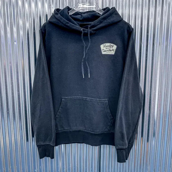 [BUNJANG] Harley-Davidson Back Print Brushed Hoodie (Black) / 할리데이비슨 백 프린팅 기모 후드티 (국내 L) DA861