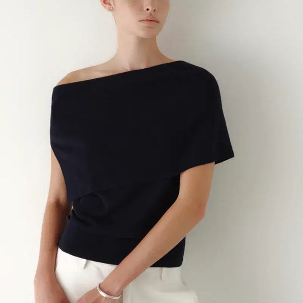 [BUNJANG] SieEmil Drape Flap Knit Deep Navy / 시에sie 에밀 드레이프 플랩니트 딥네이비s