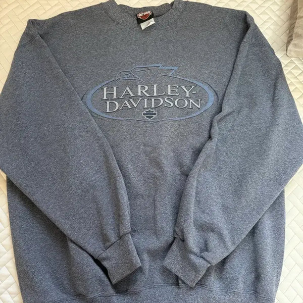 [BUNJANG] Harley-Davidson Blue-Grey Sweatshirt / 할리데이비슨 블루그레이 맨투맨