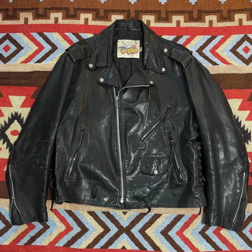 [BUNJANG] Excelsior Original 1970s-80s Double Rider Leather Jacket / 빈티지 80s 엑셀드 가죽 라이더 자켓