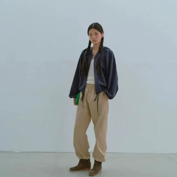 [BUNJANG] Ethos Shirring Zip-Up Blouse New / 에토스 셔링 집업 블라우스 새상품