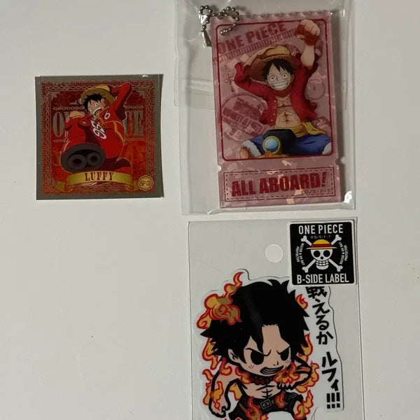 [BUNJANG] One Piece Luffy & Ace Sticker Acrylic Keyring Bundle Set / 원피스 루피 에이스 스티커 아크릴 키링 일괄