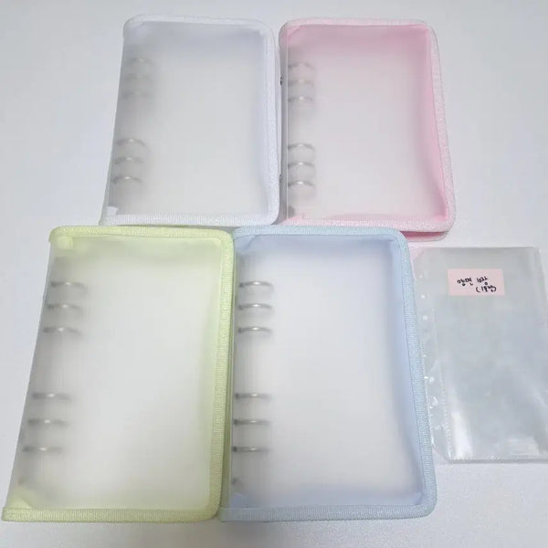 [BUNJANG] Yudang.com A6 6-Ring Translucent Zipper Binder Pastel Set / 유댕닷컴 A6 6공 반투명 지퍼 바인더 다이어리 파스텔 핑크 블루 옐로우 화이트 속지