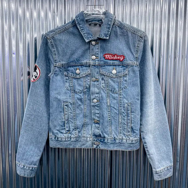 [BUNJANG] Disney Character Patch Denim Jacket (Domestic S) / 디즈니 캐릭터 패치 데님 자켓 (국내 S) DA886