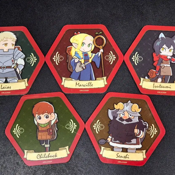 [BUNJANG] Dungeon Meshi Acrylic Coaster Set (Raishos,etc.) 5 Types Bundle Set / (새상품) 던전밥 아크릴 코스터 라이오스 마르실 이즈츠미 칠책 센시 5종 일괄 세트