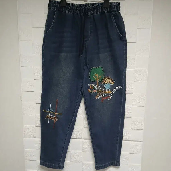 [BUNJANG] Embroidered Denim Pants / 자수 데님 팬츠  프리