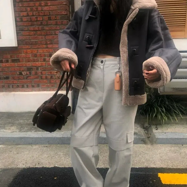 [BUNJANG] Breathe Toggle Washed Grey Mustang Jacket / breathe 브리드 토글 무스탕 워싱그레이