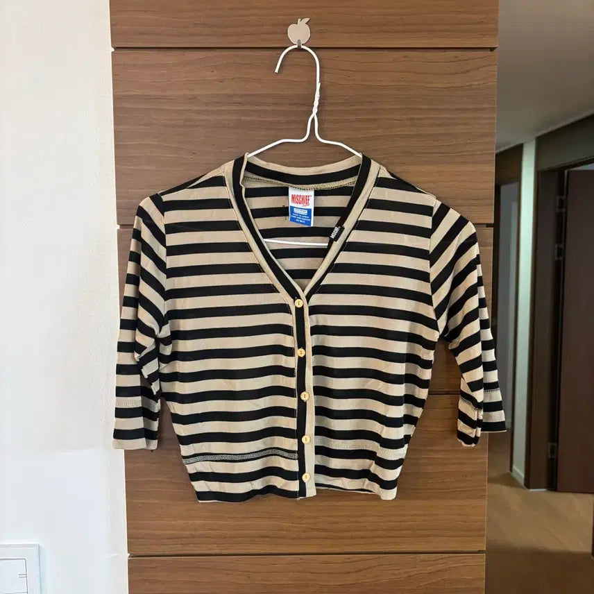 [BUNJANG] Mischief Stripe Cropped Cardigan / [새상품] 미스치프 스트라이프 크롭가디건