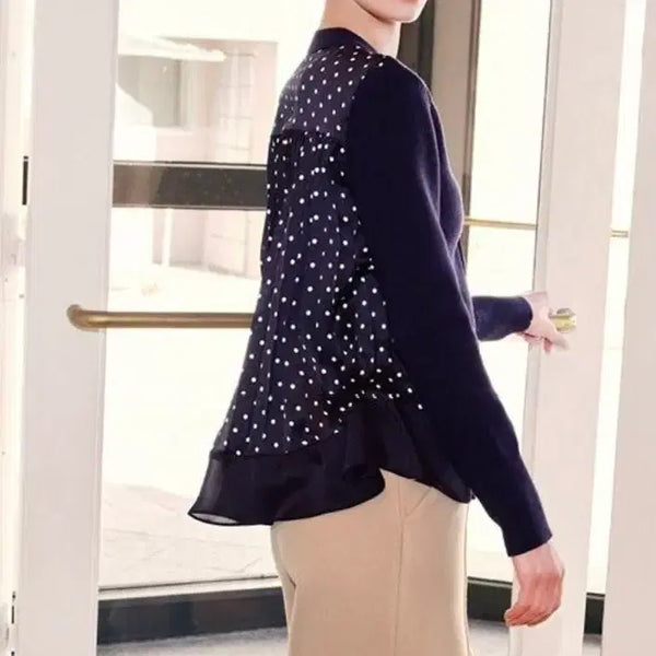[BUNJANG] Karl Lagerfeld Pleated Dot Cardigan / 칼라거펠트 플리츠 도트 가디건